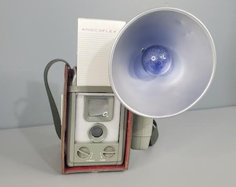 Vintage Anscoflex 2 Camera W/ Leather Case and Flash