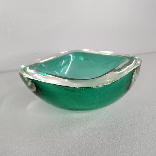 Murano Green Glass Ashtray
