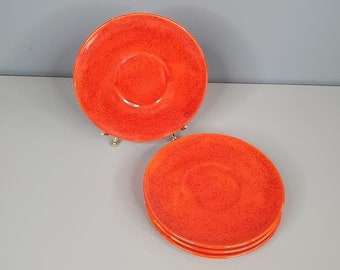 Set of 4 Orange Confetti Ceramic Saucer Plates