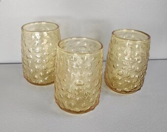 Set of 3 Anchor Hocking Honey Gold Drinking Glasses