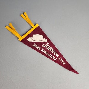 Vintage Johnson City LBJ Souvenir Felt Pennant Flag