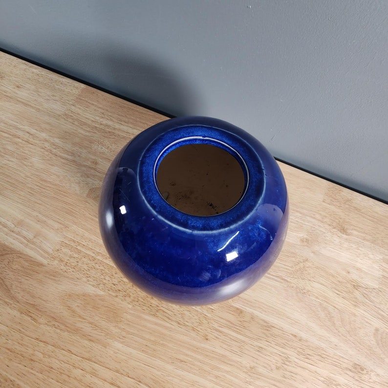 Blue Mid Century Ceramic Planter Vase image 3