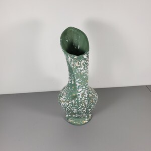 Large Speckled Green, White and Gold Pottery Vase image 3