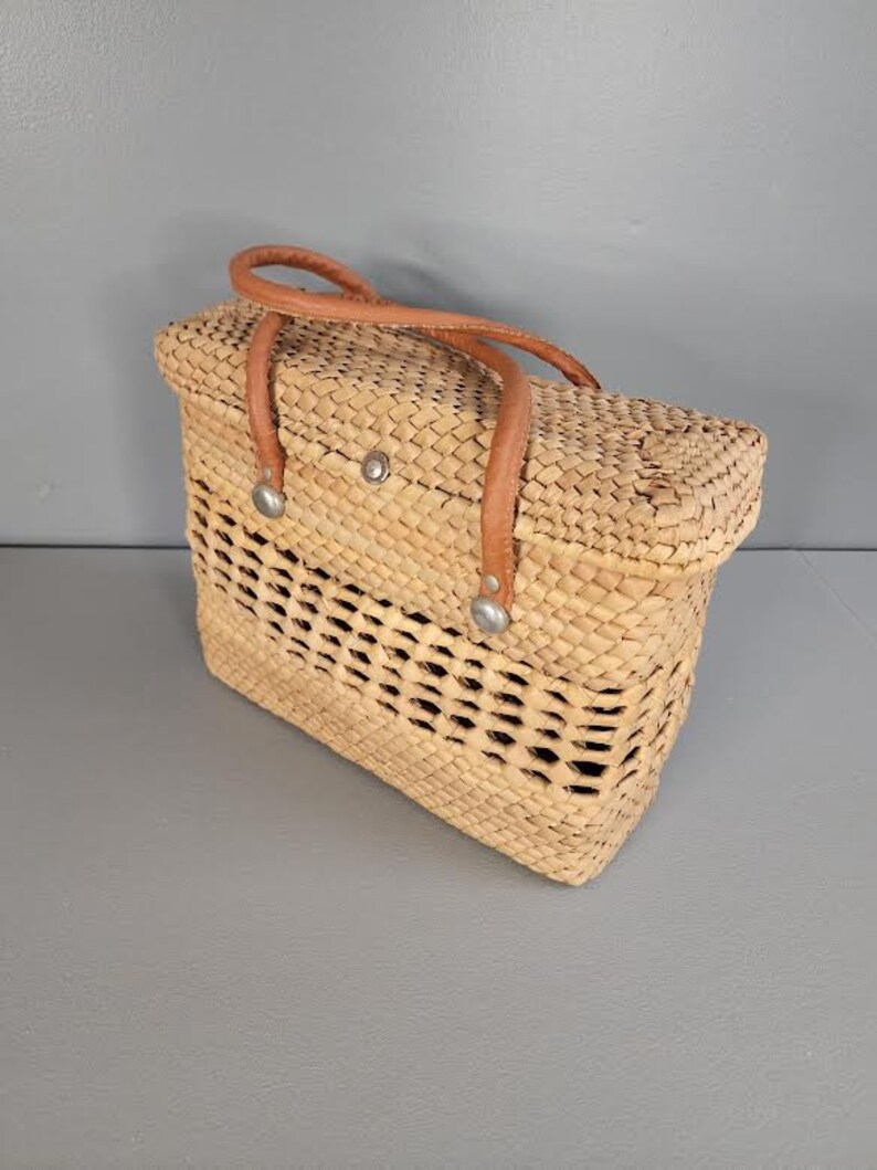 Vintage Rattan Woven Wicker Handbag Purse Carrying Bag - Etsy