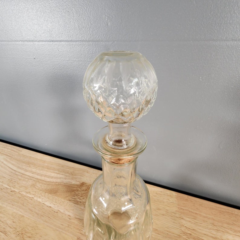 Vintage Clear Glass Liquor Bottle 12 Tall image 3
