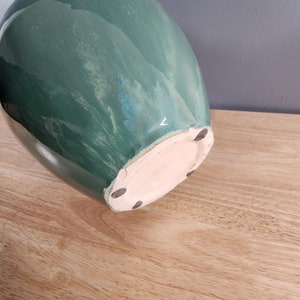 Large Green Ceramic Pottery Vase 12.5 Tall image 3
