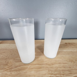 Set of 2 Frosted White Highball Drinking Glasses