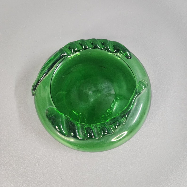 Green Blenko Style Glass Ashtray image 2