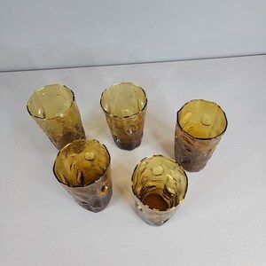 Set of 5 Decatur Glass Texglass Pinched Thumbprint Drinking Glasses image 2