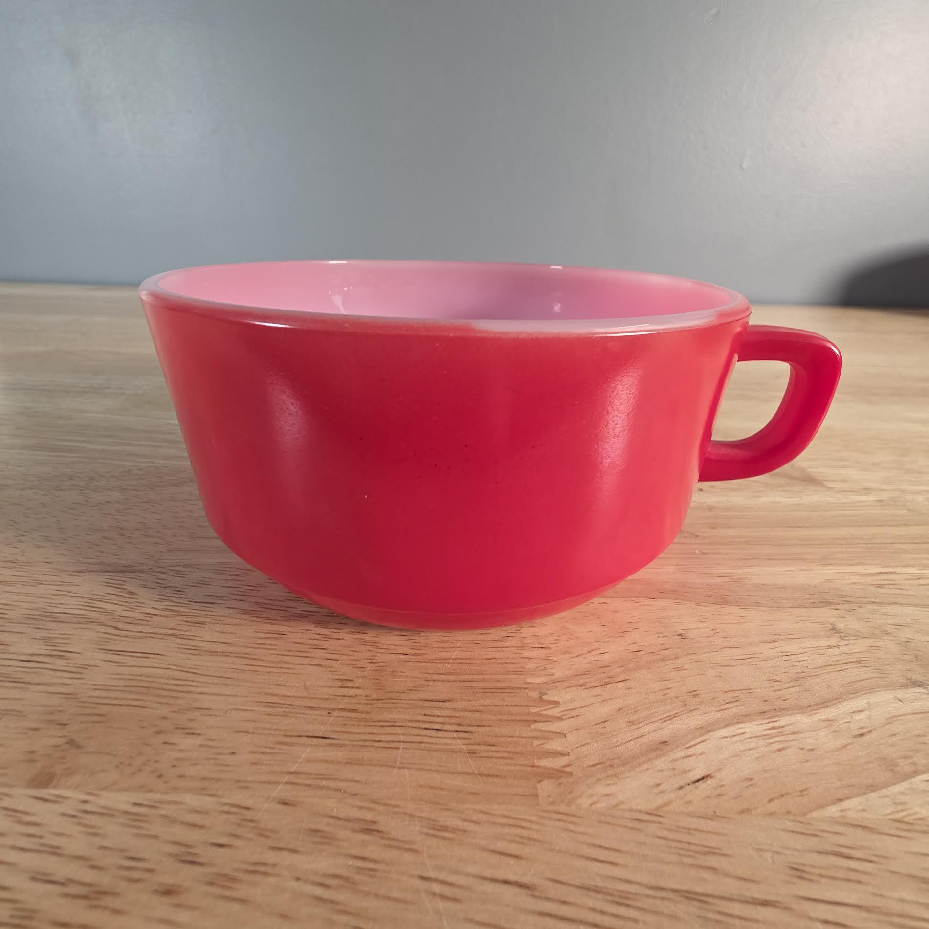Fire King Anchor Hocking Red D Handle Soup Mug Multiples Available