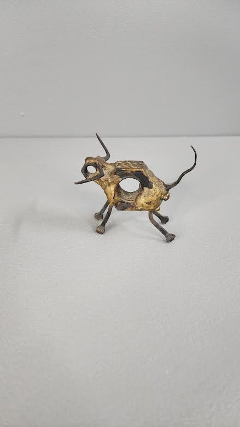 Mid Century Brutalist Bull Nail and Nut Art image 1