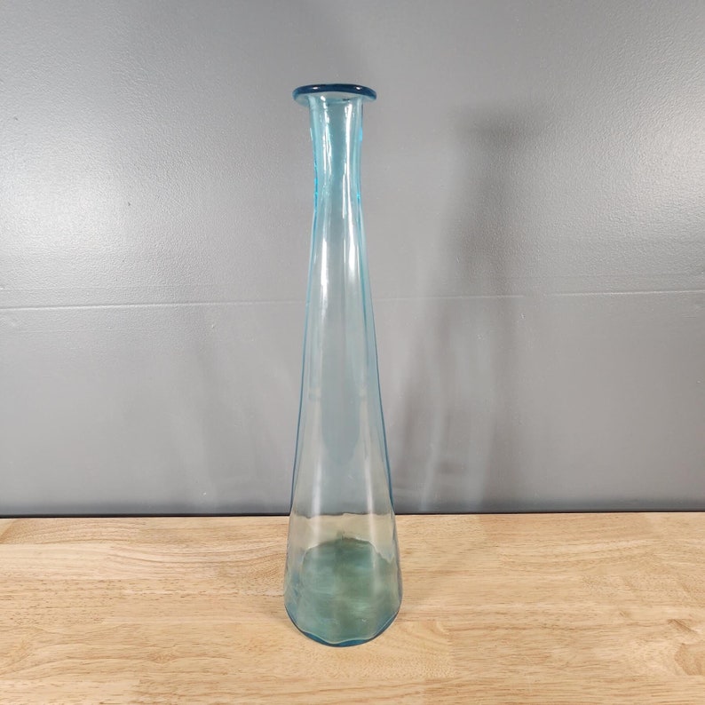 Large Blue Glass Italian Decanter Vase 19.25 Tall image 1