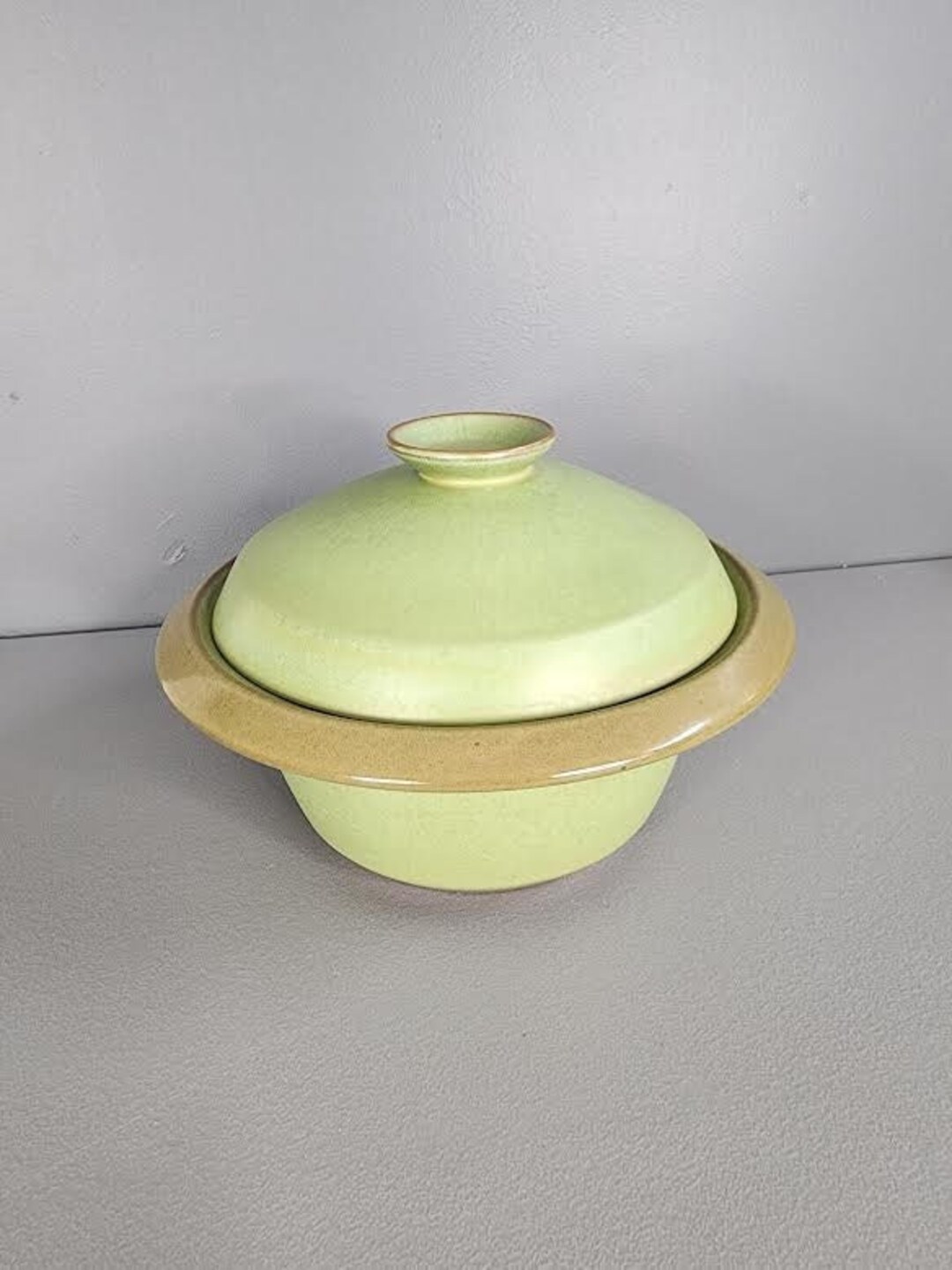 Large Frankoma Pottery 6V Prairie Green Bowl With Lid Etsy