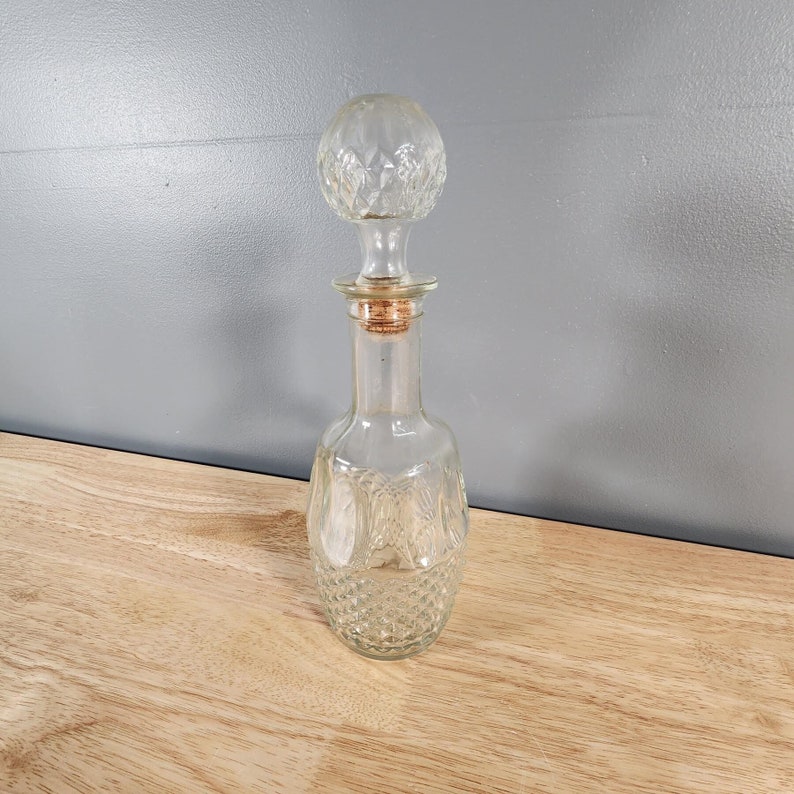 Vintage Clear Glass Liquor Bottle 12 Tall image 1
