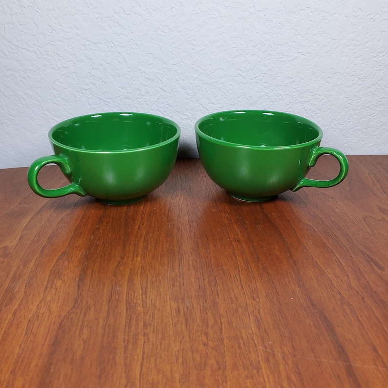 Set of 2 Homer Laughlin Rhythm Green Tea Cups image 1