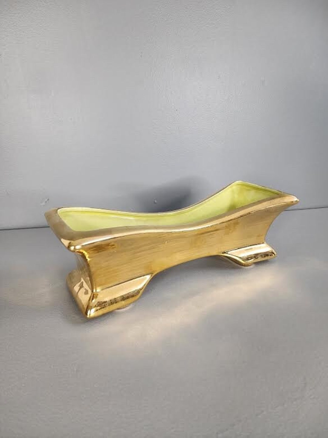 Gold and Green Ceramic Planter Vase - Etsy