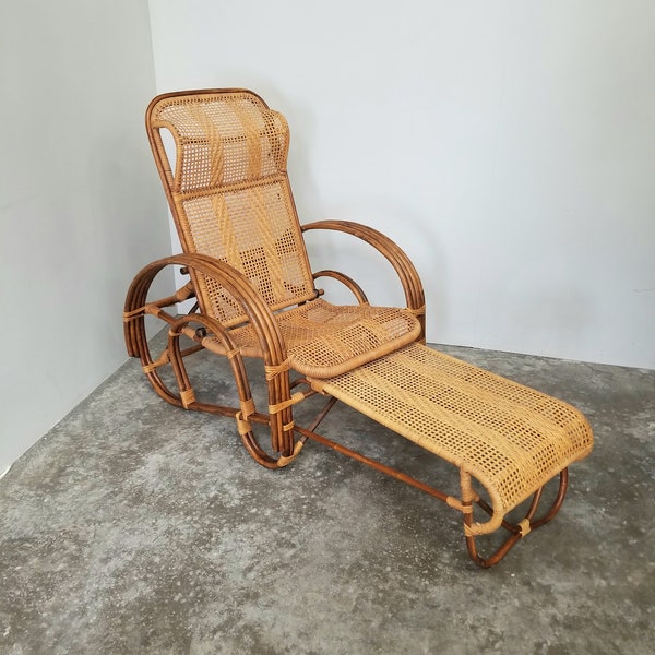 Adjustable Rattan Lounge Chair (Please Read Shipping Info in Description)