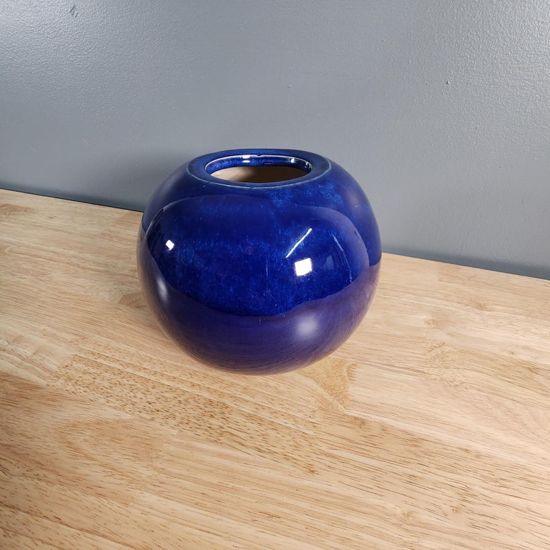 Blue Mid Century Ceramic Planter Vase image 1