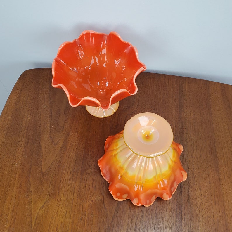 One Orange Milk Glass Vase Etsy