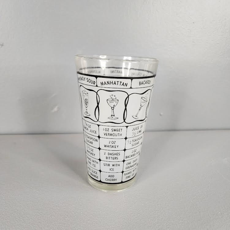 Libbey Vintage Style Bar Measuring Glass With Cocktail Recipes