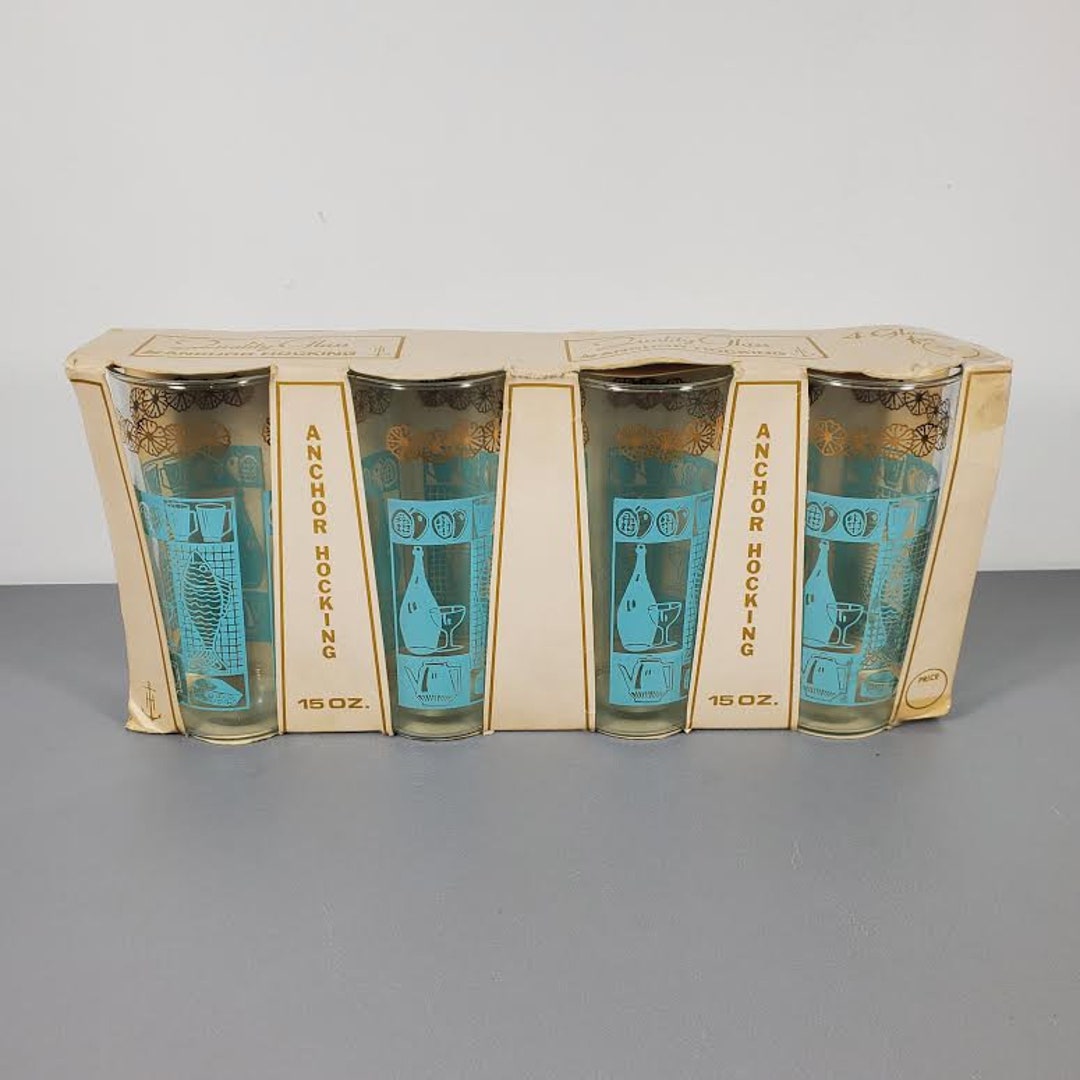NOS Set of 4 Anchor Hocking 15 0z Drinking Glass Set - Etsy