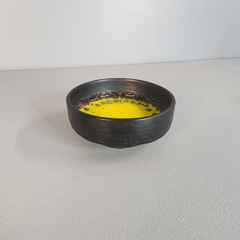 Black and Yellow Ceramic Modernist Pottery Bowl image 1