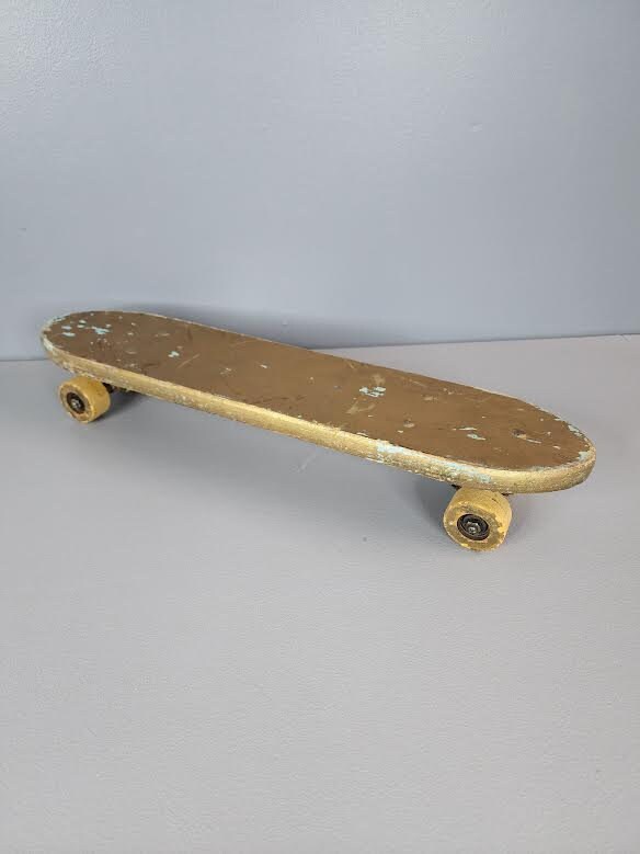 Vintage 1960s Red Super Surfer Covina CA Wood Skateboard W/ 