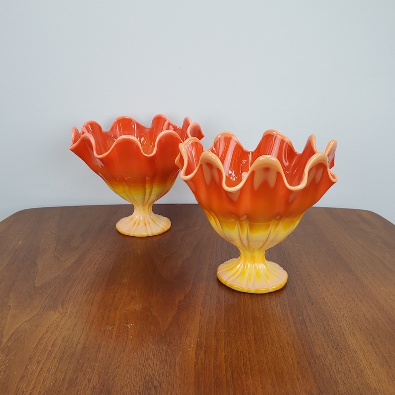 One Orange Milk Glass Vase Etsy