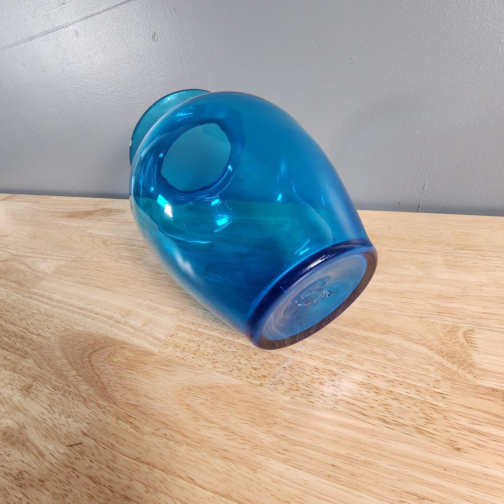 Blenko Rectangular Vase Blue Blenko Style Glass Vase - Etsy