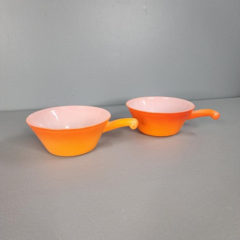 One Orange and Red Anchor Hocking Fire King Handled Bowl MULTIPLES