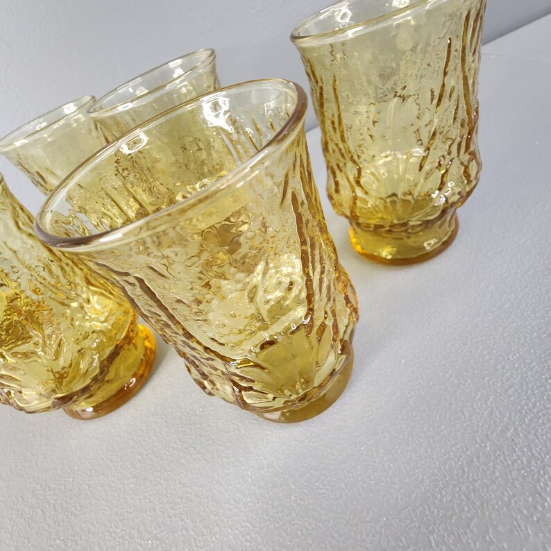 Set of 6 Anchor Hocking Rain Flower Drinking Glasses Bild 2