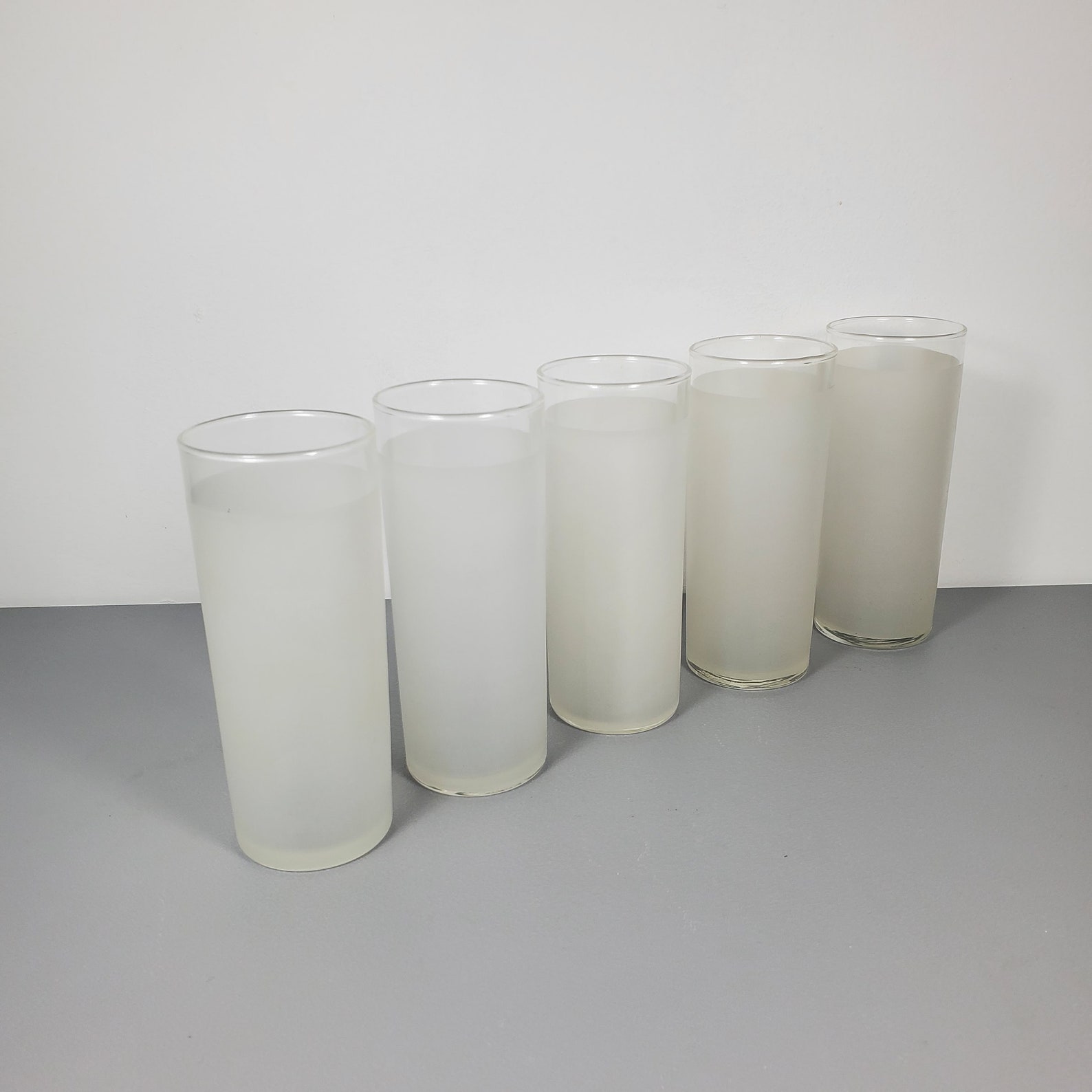 Set of 5 Frosted White Highball Drinking Glasses Etsy