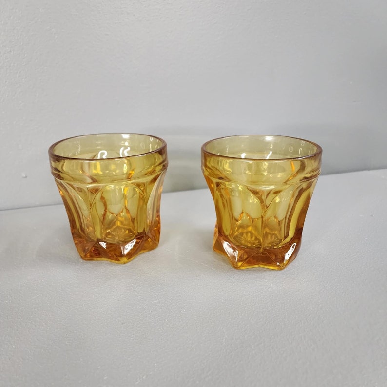 Set of 2 Anchor Hocking Fairfield Amber Drinking Glasses image 1
