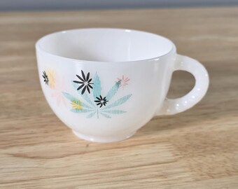 One Federal Milk Glass Leaf Pattern Mug Multiples Available