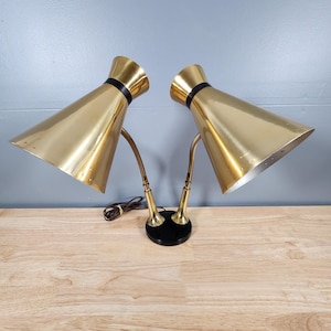 Double Gooseneck Retro Brass Desk Lamp