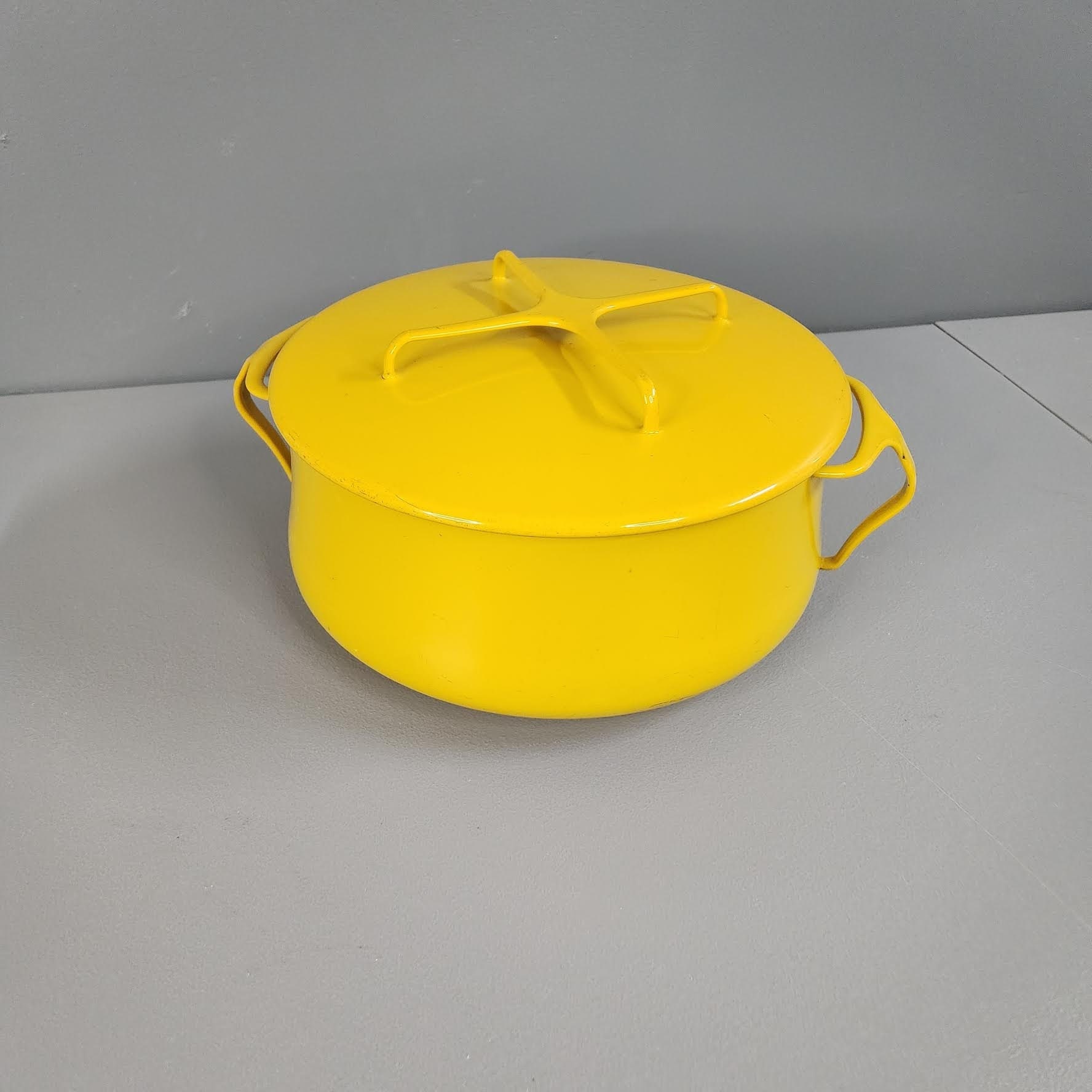 Vintage Dansk Yellow Enamel Kobenstyle Pot With Lid