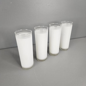 Set of 4 Frosted White Highball Drinking Glasses