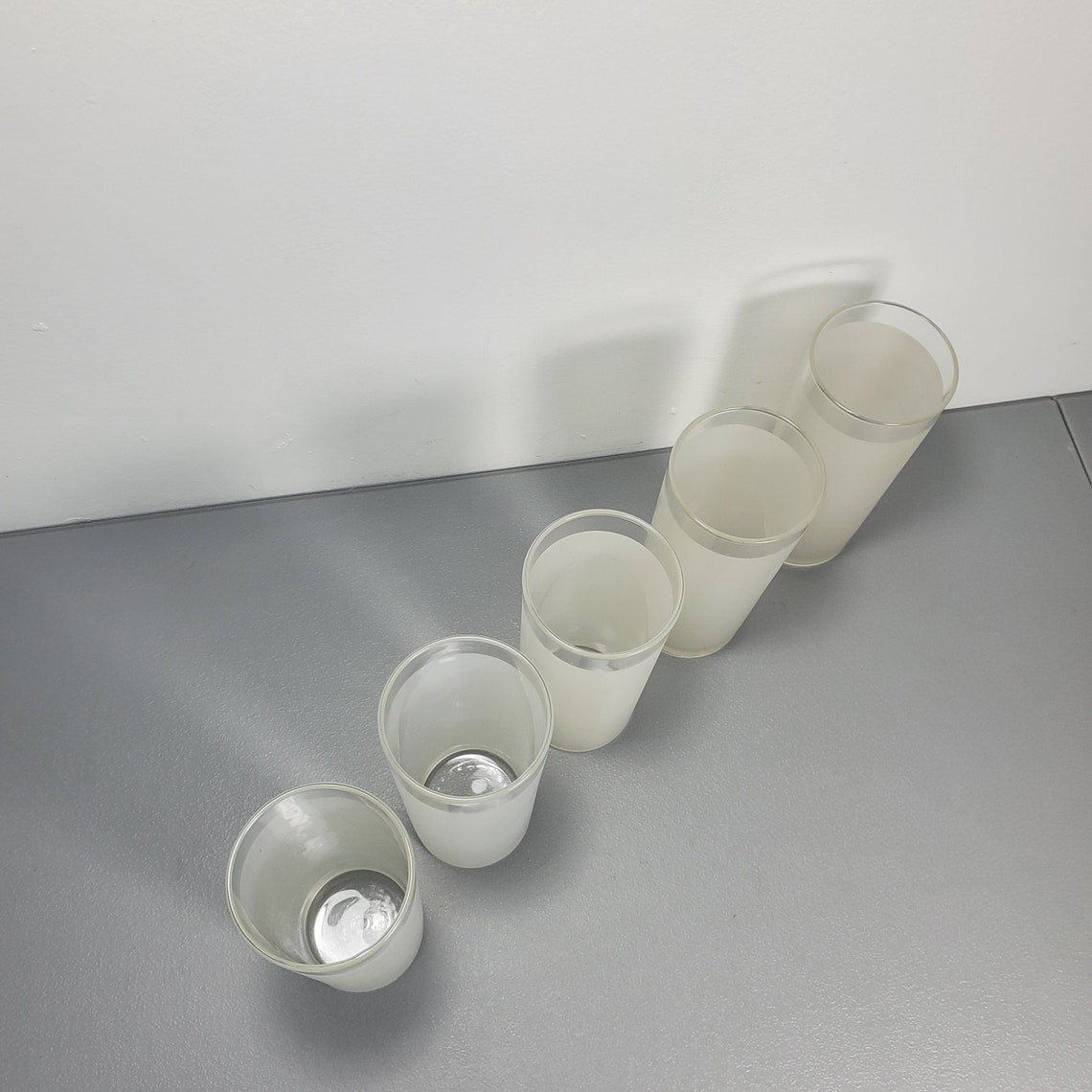 Set of 5 Frosted White Highball Drinking Glasses Etsy