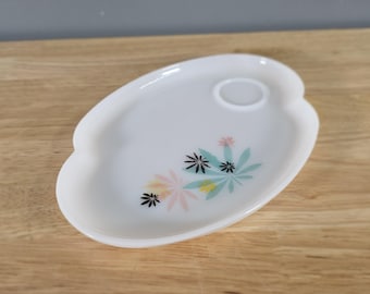 One Federal Milk Glass Leaf Pattern Snack Plate Multiples Available