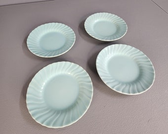 Set of 4 Gladding McBean Franciscan 6.5" Turquoise Plates