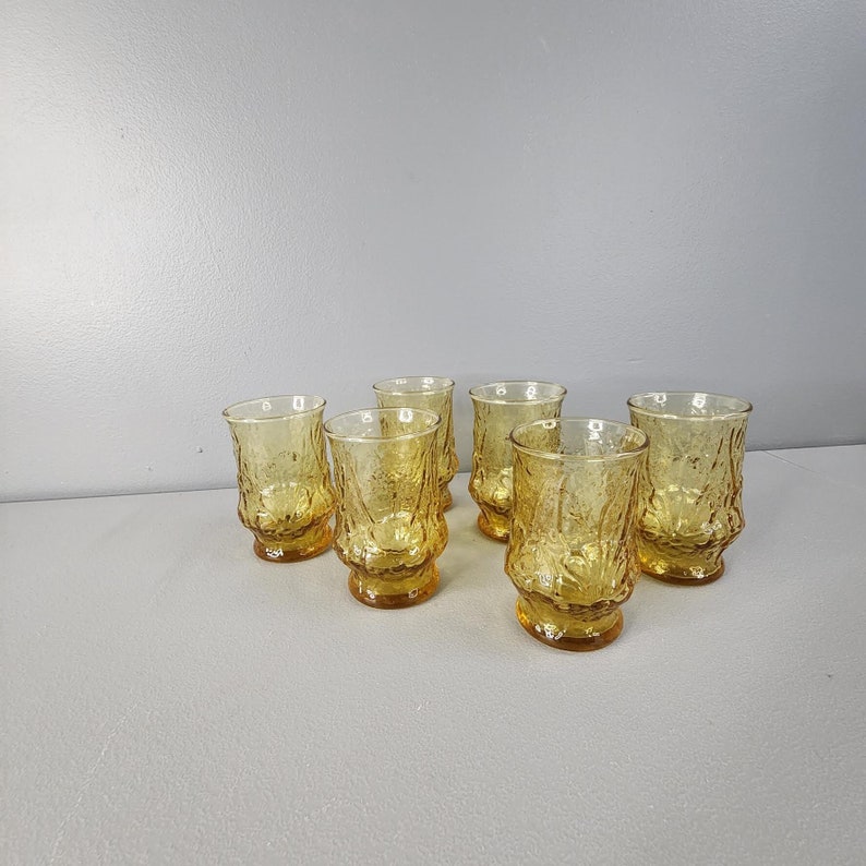 Set of 6 Anchor Hocking Rain Flower Drinking Glasses Bild 1