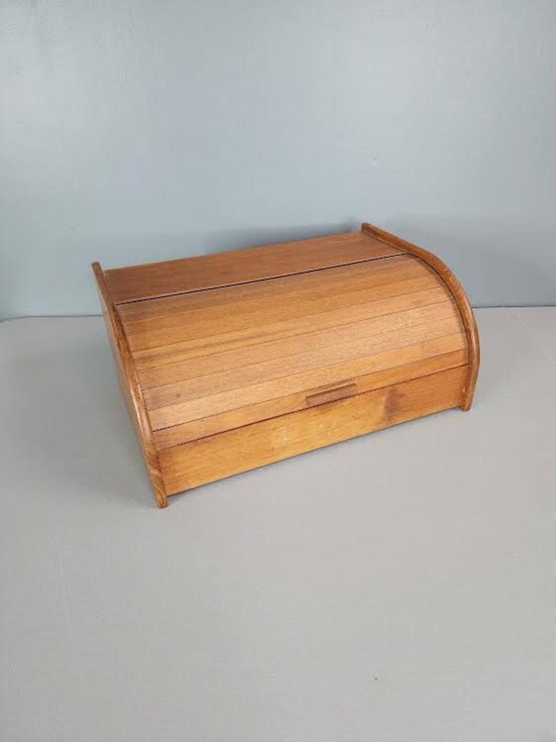 Kalmar Designs Teak Tambour Bread Storage Box Etsy