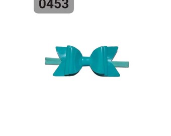 TEAL SHINY BOW Headband, Elastic Toddler Hair Tie Bow, Newborn Headband Bow, Baby Girl Hair Bow Tie Headband, Smooth Gentle Baby Hair Tie