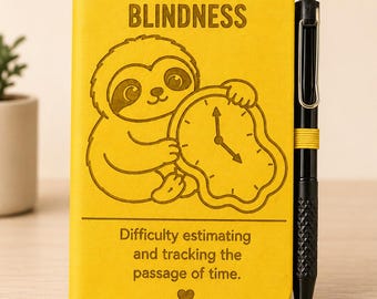 Carnet de notes sur le TDAH et la cécité temporelle – Journal A6 gravé et humoristique, cadeau pour personnes neurodivergentes