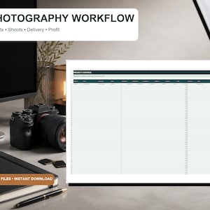 Photography Client Workflow Tracker, Shoot Delivery Profit Spreadsheet, Payments Expenses Dashboard, Excel Template