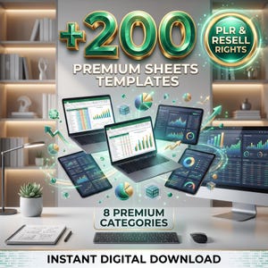 200+  Google Sheets Templates Bundle | PLR & Resell Rights | Business, HR, Project Management | Accounting