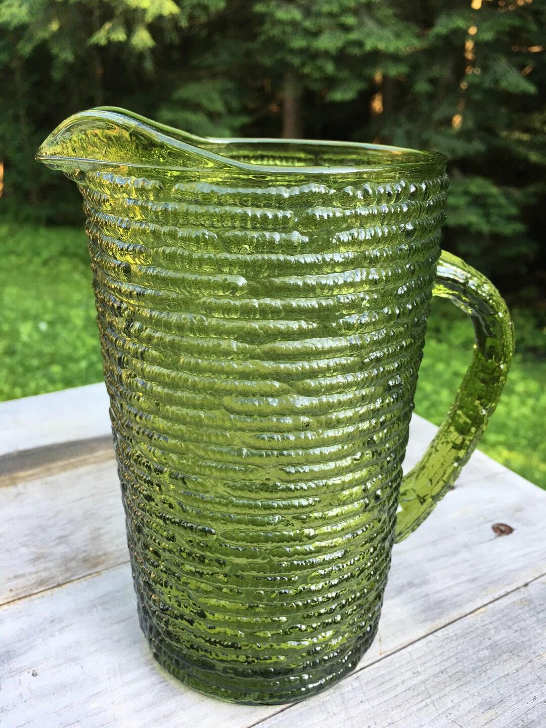 Pitcher Glass Anchor Hocking Avocado Green Pitcher Soreno Textured ...