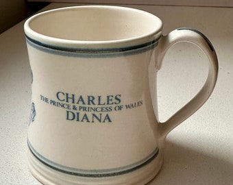 The Crown Lady Diana & King Charles Royal Wedding Commemorative Mug and Plate Rye Pottery Price Brothers Made in England Prince Of Wales