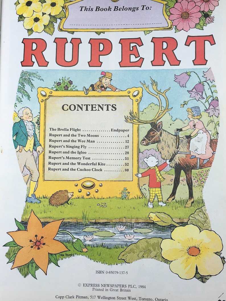 Rupert Bear Children's Book Annual 1984 Nutwood Teddy Bill Etsy