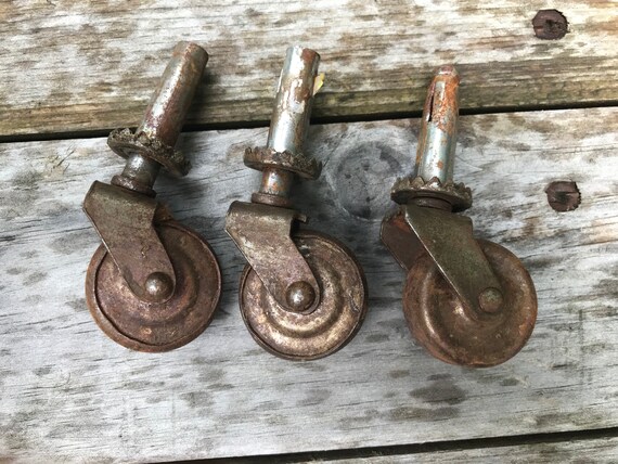 Wheel Steel Caster Set Of 3 Antique Furniture Hardware - Antique Furniture Hardware Wheel Steel Caster Set Of 3 Antique Furniture Hardware - Antique Furniture Hardware